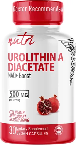 Nutri Urolitina A Suplemento 500mg - Potente antioxidante, refuerzo de salud y bienestar - Probado por terceros - 500 mg de urolitina A diacetato -