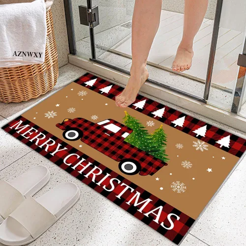 Miniatura 6 de AZNWXY Tapete de puerta de búfalo de Navidad – Felpudo de Navidad Felpudo de Navidad Felpudo de bienvenida de Navidad a cuadros Tapete de árbol
