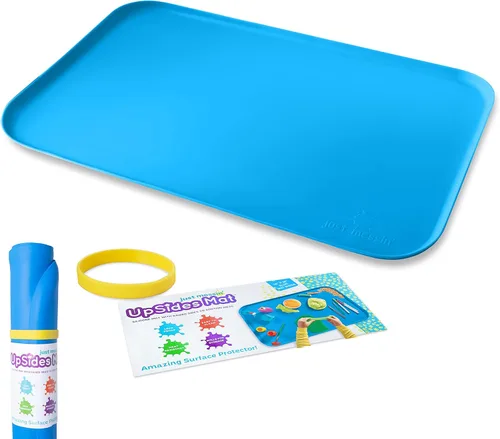 Miniatura 16 de Just Messin' Tapete de silicona para niños, reutilizable, antideslizante, resistente al calor, con bordes elevados de 0.6 pulgadas para contener