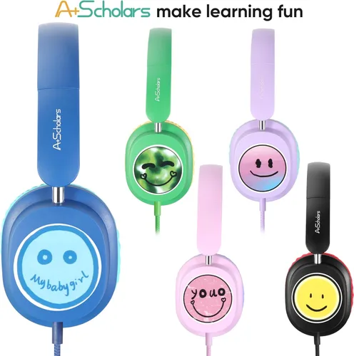 Miniatura 4 de Auriculares para niños en paquete de 5 unidades para la escuela, auriculares con micrófono HD y sonido estéreo sobre la oreja para el aula, ajuste