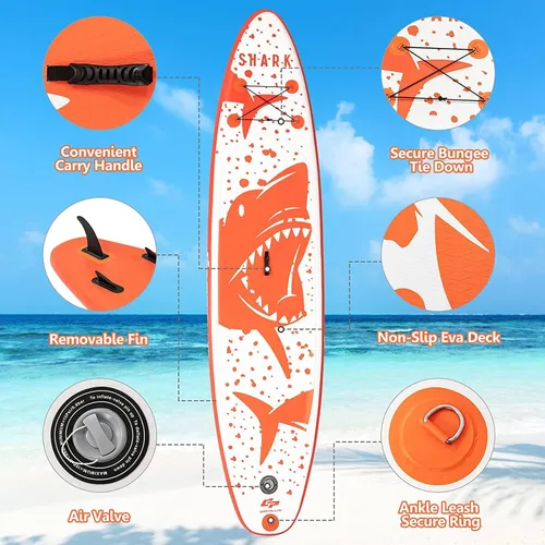 Miniatura 3 de AUGESTER Tabla de remo inflable ligera de 10/10.5/11 pies, tabla de yoga de alta calidad con accesorios de SUP duraderos, con aletas, bolsa