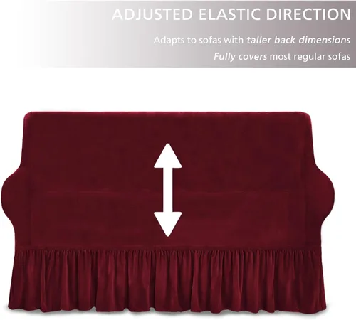 Miniatura 147 de NICEEC Funda para sofá biplaza, súper suave, 1 pieza, color rojo vino, elástica, universal, de elastano, para sala de estar, fácil ajuste, lavable