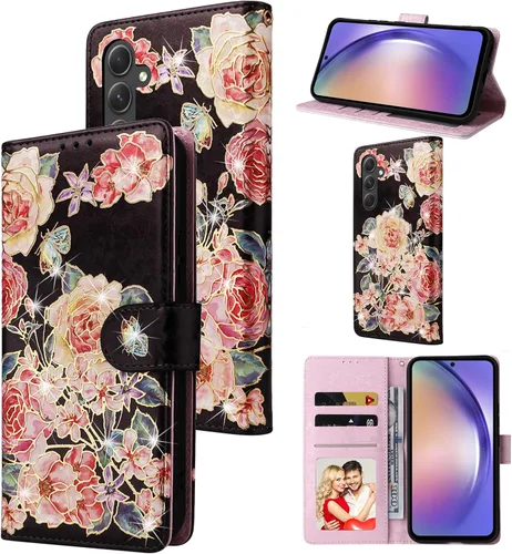 UEEBAI Funda tipo cartera para Samsung Galaxy A17 5G, cubierta de teléfono de cuero PU con soporte, funda plegable con bloqueo RFID, ranuras para