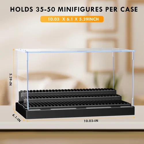 Miniatura 4 de KKU Vitrina para bloques de figuras de acción de minifiguras, caja de exhibición de minifiguras acrílicas, caja de almacenamiento con 3 pasos