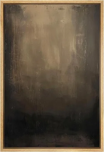 Miniatura 31 de SIGNFORD - Lienzo enmarcado para pared, arte de pintura grunge duotono blanco bronceado, trazos abstractos, formas ilustradas, arte moderno