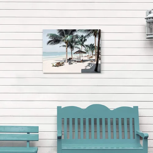Miniatura 2 de Lienzo decorativo para pared, diseño de palmeras en la playa con temática de paisaje marino tropical moderno, impresión fotográfica sobre lienzo