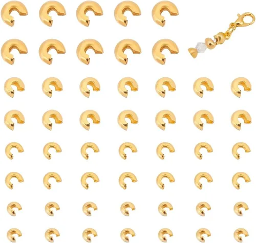 Miniatura 7 de UNICRAFTALE Alrededor de 200 piezas de cuentas de crimpado de 0.228 in, cuentas de engarce abiertas de acero inoxidable para hacer pulseras y joyas