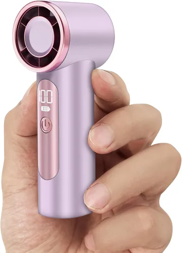 iFan, mini ventilador de mano portátil, pequeños ventiladores turbo personales recargables para viajes, color morado