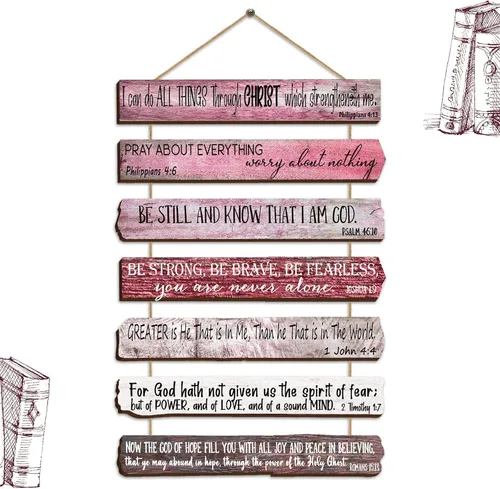 Miniatura 13 de Yookeer Regalos de arte cristiano de pared para mujeres y hombres, versículos bíblicos de madera inspiradores de 7 niveles, decoración de pared