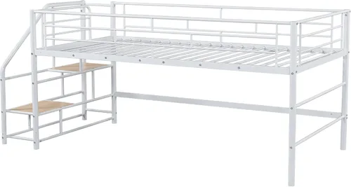 Miniatura 5 de Merax Base de cama baja de metal junior para niñas y niños, ahorro de espacio/fácil de montar, color blanco