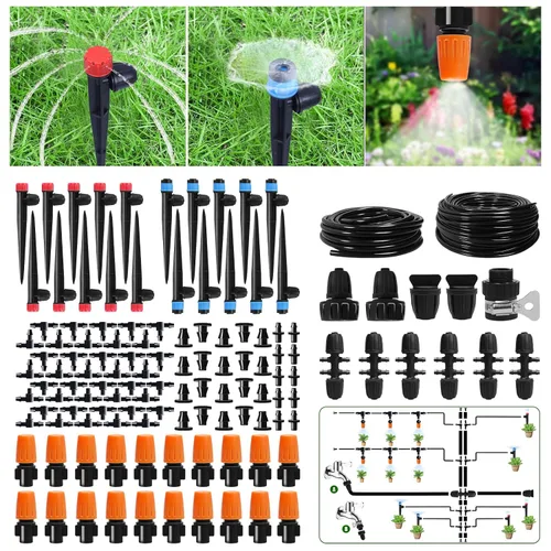 Miniatura 8 de Kit de sistema de riego por goteo de 260 pies, sistema automático de riego de jardín con tubo de 2/5 pulgadas y 1/4 pulgadas para invernadero