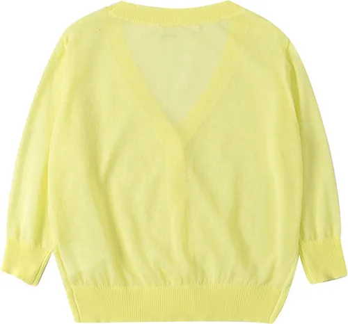 Miniatura 5 de Camisa niñas pequeñas abrigos cárdigan manga larga botones fino Tops niños chaquetas cuello en V sólidas, H1-amarillo, Mochilas Tradicionales