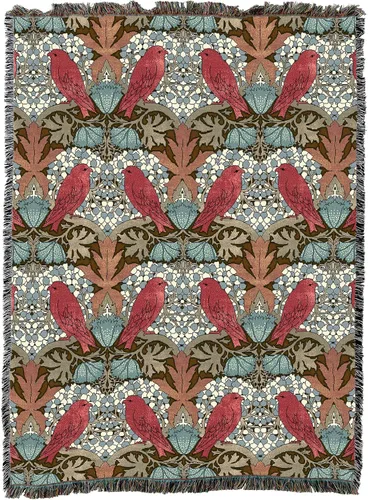 Miniatura 18 de Pure Country Weavers C.F.A. Voysey - Manta azul con diseño de pájaros y bayas, para manualidades y manualidades, manta tejida de algodón, fabricada