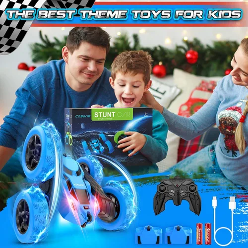 Miniatura 8 de cosone Coche de control remoto, juguetes de autos RC para niños de 6 a 12 años, auto de acrobacias 4WD con luces LED y giros de 360°, 2.4GHz