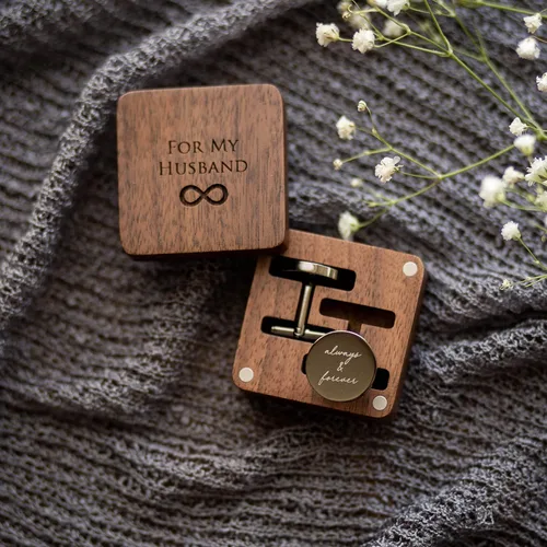 Miniatura 5 de MUUJEE Gemelos con caja de regalo de madera grabada