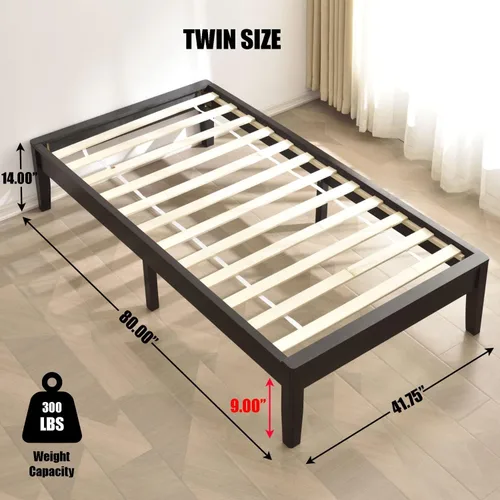 Miniatura 2 de Woodpeckers Furniture And Mattress Stella - Marco de cama con plataforma de madera de pino macizo (negro, tamaño Queen (estándar de EE. UU.))