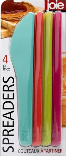 Joie Juego de esparcidores, cuchillos de plástico reutilizables, fuertes y duraderos, ideal para mantequilla, gelatina, queso crema y mantequilla de