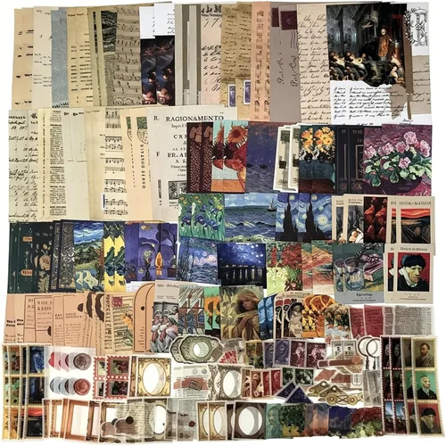 Esweny Kit de 200 piezas de suministros vintage para álbumes de recortes, para diario, planificadores de diario basura, estéticos Cottagecore,