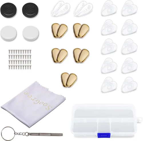 Miniatura 8 de SooGree Paquete de 20 almohadillas nasales pequeñas para gafas de cámara de aire, 20 almohadillas de nariz de silicona dura, 1 gancho redondo