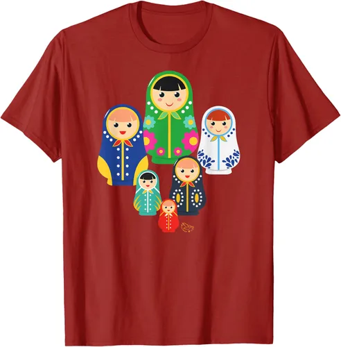 Miniatura 54 de Matryoshka Russian Nesting Dolls, Rusia - Camiseta de regalo, Azul / Patchwork, S
