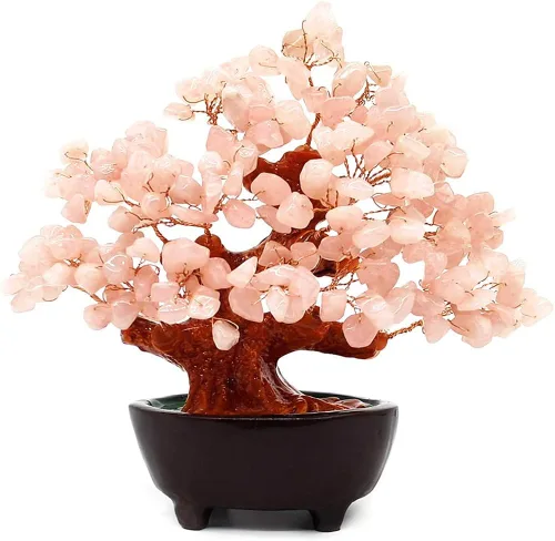 Miniatura 8 de Colorsheng Árbol de dinero de cristal de cuarzo de 7 pulgadas Bonsái Feng Shui Gema Decoración para riqueza y suerte (azul)