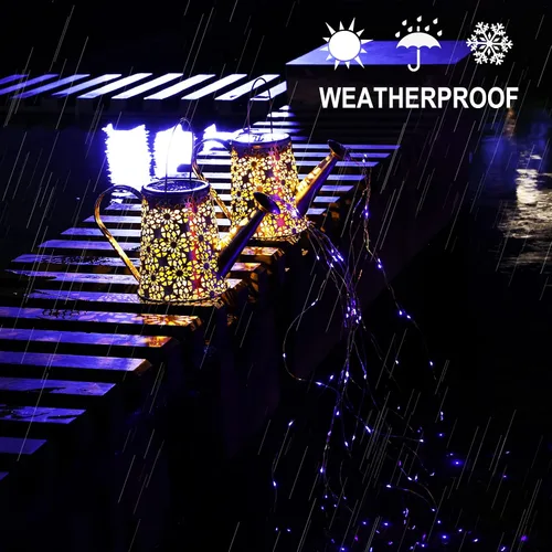 Miniatura 7 de VOOKRY - Regadera solar con luces, linternas solares grandes para colgar al aire libre, impermeable, decoración de jardín para el patio, césped
