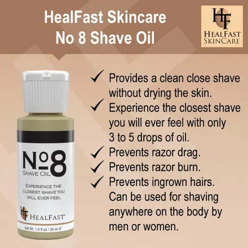 Miniatura 2 de HealFast Aceite de afeitado No. 8, 1 oz, aceite de afeitado premium para hombres y mujeres, ayuda a prevenir quemaduras de afeitar, arrastrar