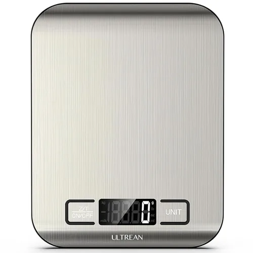 Ultrean - Báscula de cocina digital de 33 libras para alimentos en onzas y gramos, acero inoxidable 304, carga mediante Type-C y pilas, perfecta