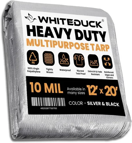 Miniatura 80 de WHITEDUCK Lona de polietileno súper resistente de 16 mil de grosor, 12 x 16 pies, impermeable, 100% resistente a los rayos UV, a prueba de Azul- 16