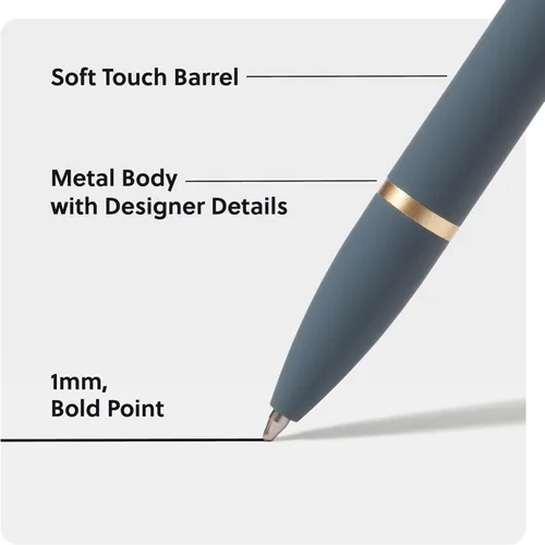Miniatura 3 de U Brands Bolígrafos Monterey, juego de 2, gris pizarra oscuro y rosa suave con detalles dorados, punta gruesa (1.0 mm), tinta negra