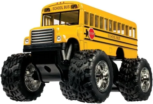 KinsFun - Autobús escolar de monstruo de metal fundido a presión de 5 pulgadas (13 cm), camión monstruo de acción de retroceso