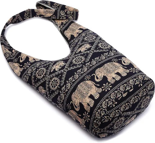 Miniatura 36 de Bolsa de hombro para mujer, de lona en estilo hippie/bohemio para llevar cruzada al hombro, disponible en diferentes colores y estampados