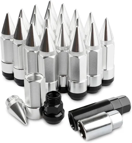 Miniatura 9 de 20 Piezas Picos Antirrobo Extendidos Sintonizador Rueda/Llantas Tuerca de Orejeta M12X1.5+Llave (Negro)