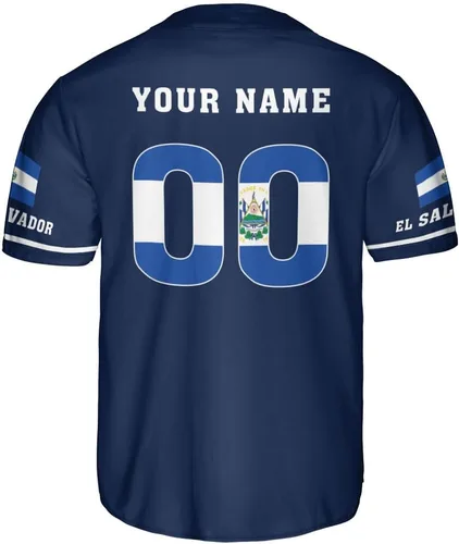 Miniatura 3 de MonkeyVan Camiseta de béisbol de El Salvador personalizada con nombre personalizado con la bandera salvadoreña salvadoreña, orgullo salvadoreño