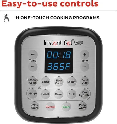 Miniatura 11 de Instant Pot Duo Crisp - Freidora de aire y olla a presión eléctrica combo 11 en 1 con tapas multicocina que fríe al aire, vaporiza, cocina lenta