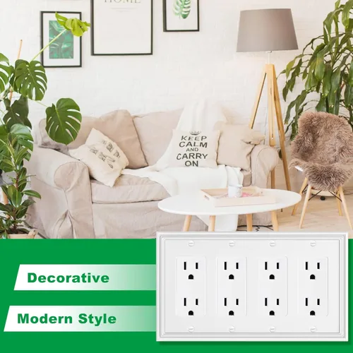 Miniatura 4 de Placa Decorativa de Pared Moderna Blanca para Interruptor de Luz, Cubiertas de Enchufes Decorativos, Placas de Interruptor Basculante