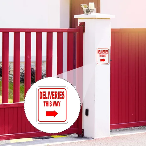 Miniatura 6 de Deliveries This Way con flecha derecha, letrero compuesto de aluminio, instrucciones de entrega para mis paquetes de Amazon, FedEx, USPS, UPS