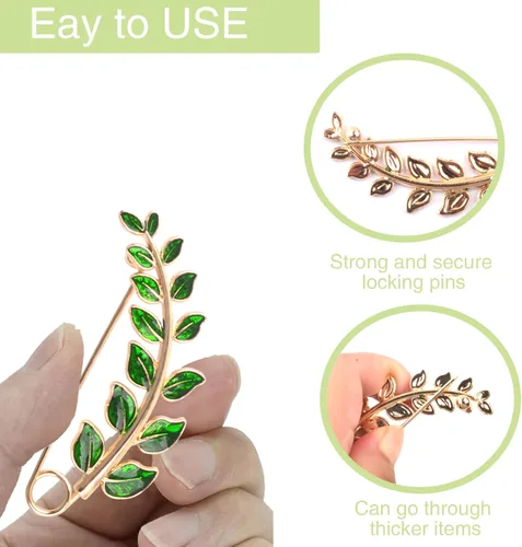 Miniatura 4 de Extra Large Safety Pins Vintage Crystal Tree Leaf Branch Brooches Big Alloy Heavy Duty Sweater Shawl Clip Brooch Pin for Clothing Dress Skirt Hat