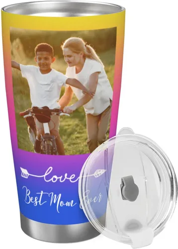 Miniatura 9 de Taza de café personalizada con tapa de foto de 20 onzas, regalos personalizados para el día de San Valentín, Día de la Madre, cumpleaños