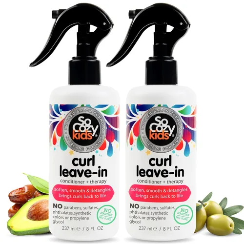 Miniatura 8 de So Cozy - Espray acondicionador sin enjuague, desenredante de cabello para niños y acondicionador para cabello rizado, sin parabenos, rizos sin