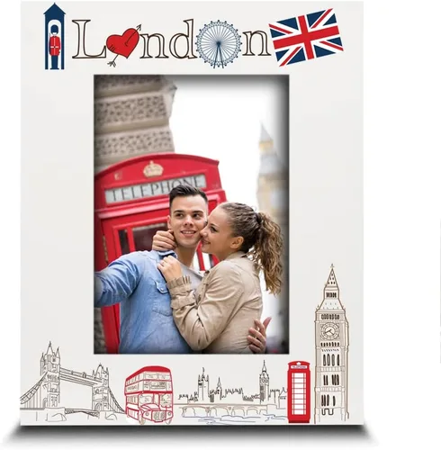 Miniatura 8 de BELLA BUSTA -Marco de fotos Londres-Boda, luna de miel, vacaciones en Londres- Impresión UV símbolos Londres Set de diseño (5x7 horizontal)