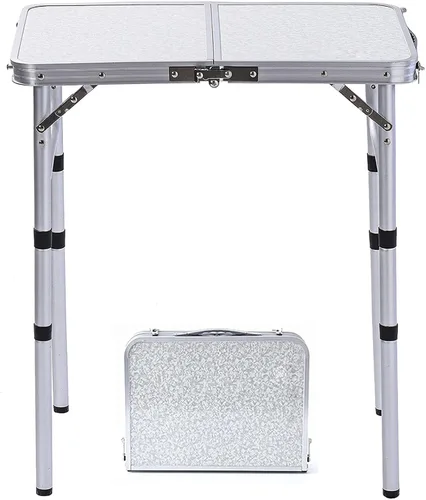 Miniatura 7 de YUFIFAIRY Mesa plegable pequeña portátil, mesa de campamento plegable de 24 pulgadas de largo x 16 pulgadas de ancho con 3 alturas ajustables