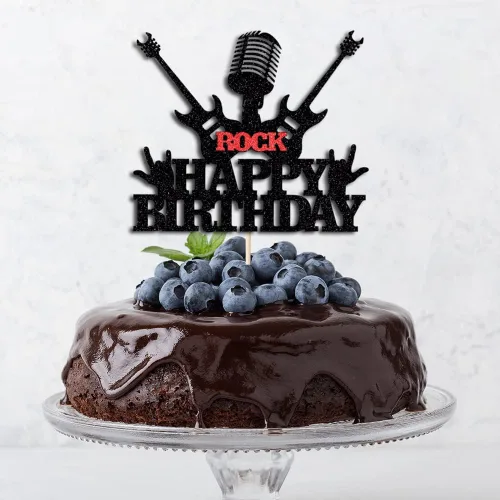 Miniatura 7 de Decoración de pastel de cumpleaños con temática de Rock & Roll de los años 80 - Suministros para fiestas