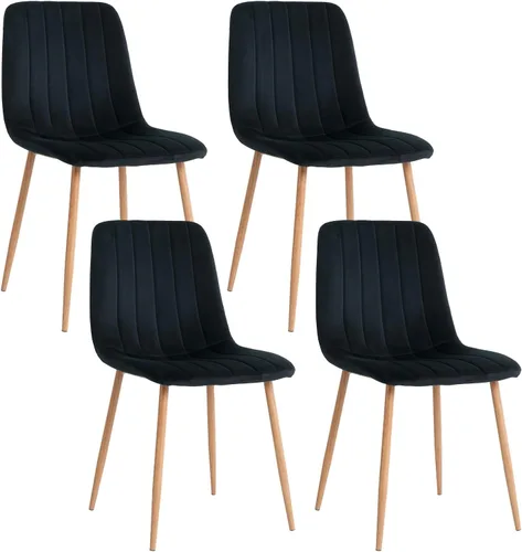 Juego de 4 sillas de comedor, juego de 4 sillas de comedor de terciopelo moderno, juego de 4 sillas de cocina con asiento acolchado tapizado y patas