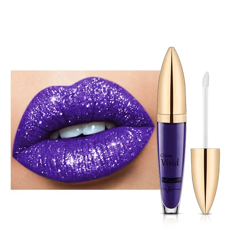 Miniatura 10 de Lápiz labial líquido brillante de diamantes para Halloween, brillo labial líquido con purpurina gótica, de alto pigmento brillante, resistente al #03