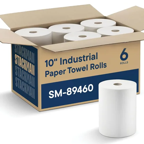 Toallas de papel industriales 10 x 800 rollo de toallas blancas de alta capacidad, calidad premium (textura similar a la tela TAD) se adapta a