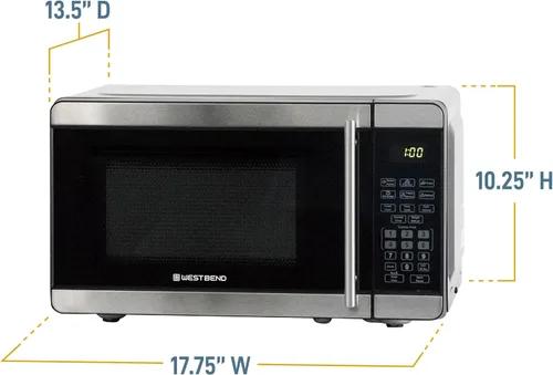 Miniatura 7 de Horno microondas West Bend de 700 vatios, diseño compacto de encimera con 6 configuraciones precocinadas, descongelamiento rápido, panel de control