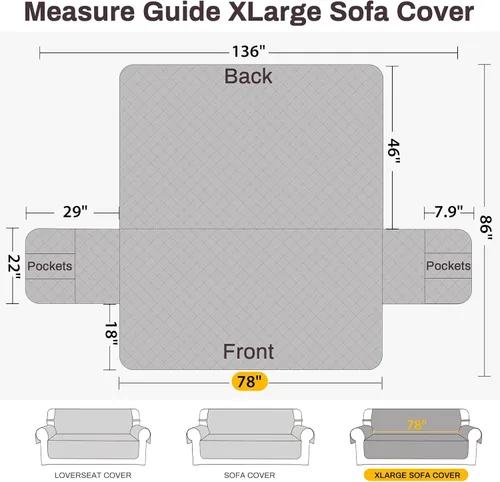 Miniatura 7 de CAPALOCA Funda de sofá 100% impermeable para perros, lavable, antideslizante, funda protectora de 3 cojines con bolsillos