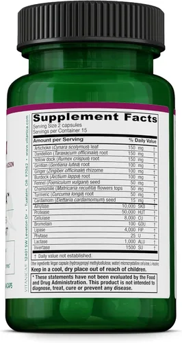 Miniatura 2 de Vitanica Bitters Extra, Apoyo a la Digestión, Vegano/Vegetariano, 30 Cápsulas