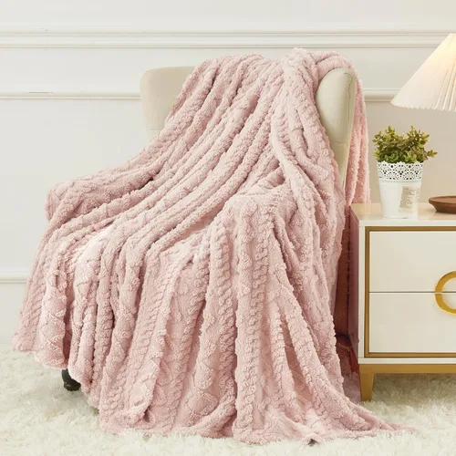 Miniatura 33 de Aganear Manta Gemela – Diseño elegante 3D, manta ligera portátil de lujo súper suave, esponjosa, cálida, acogedora, mullida para sofá, sala de Gris